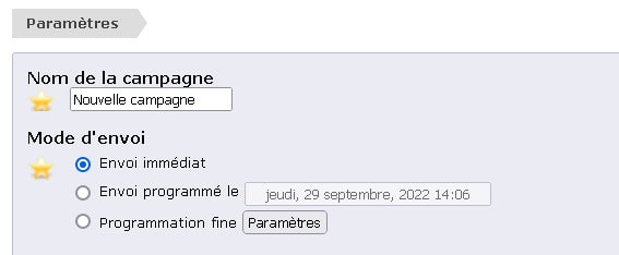 Programation envoi de sms